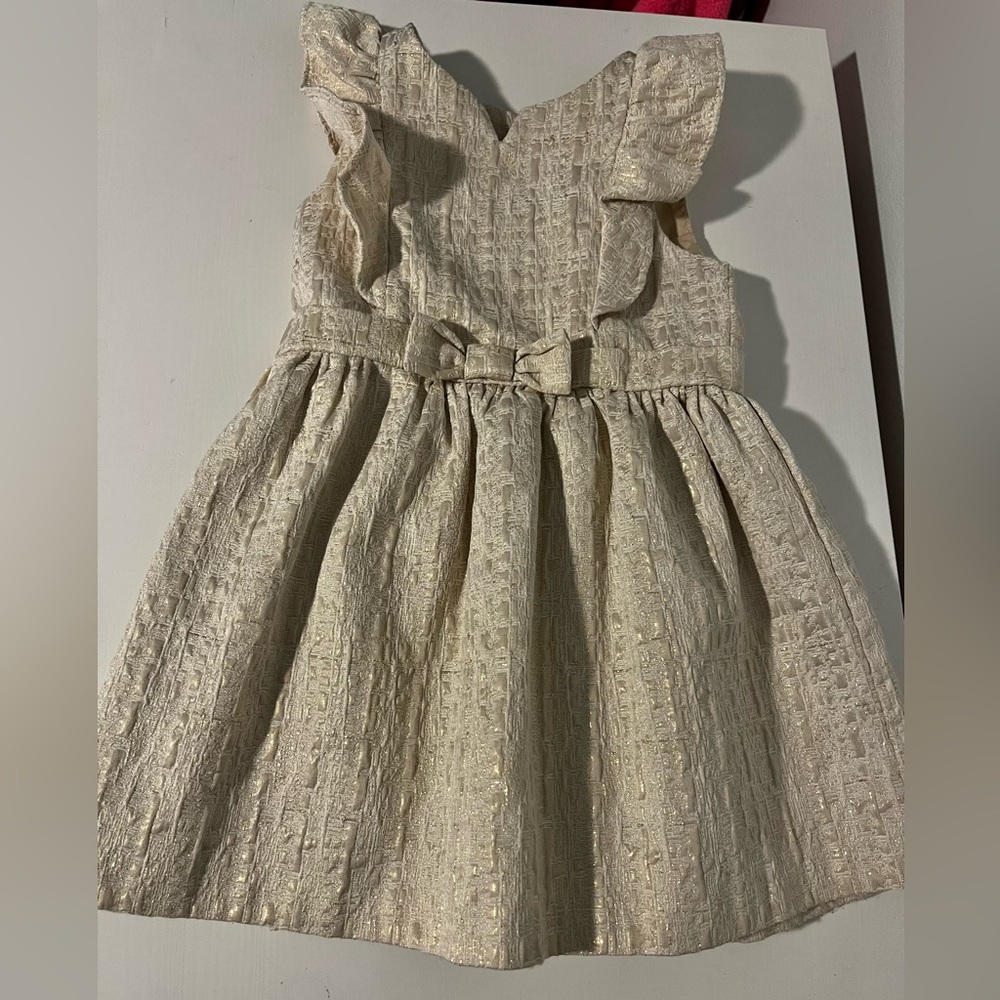 Oshkosh B’gosh Metallic Gold and Cream Bow Dress 3T